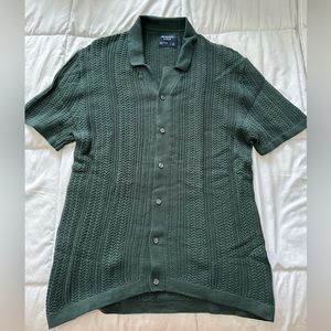 Abercrombie & Fitch Stitch Button-Through Sweater Polo size Small S Dark Green